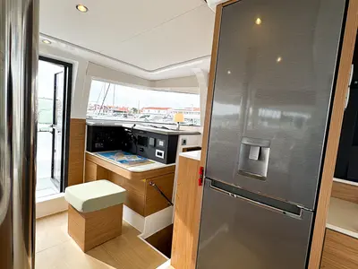 Cockpit of Merlot, a Bali 4.2 catamaran at Pirovac, Croatia