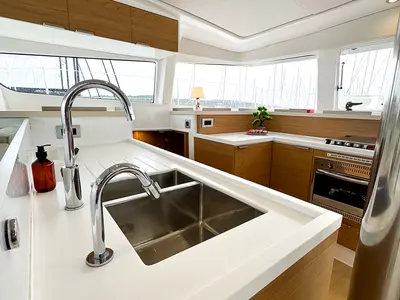 Galley of Merlot, a Bali 4.2 catamaran at Pirovac, Croatia