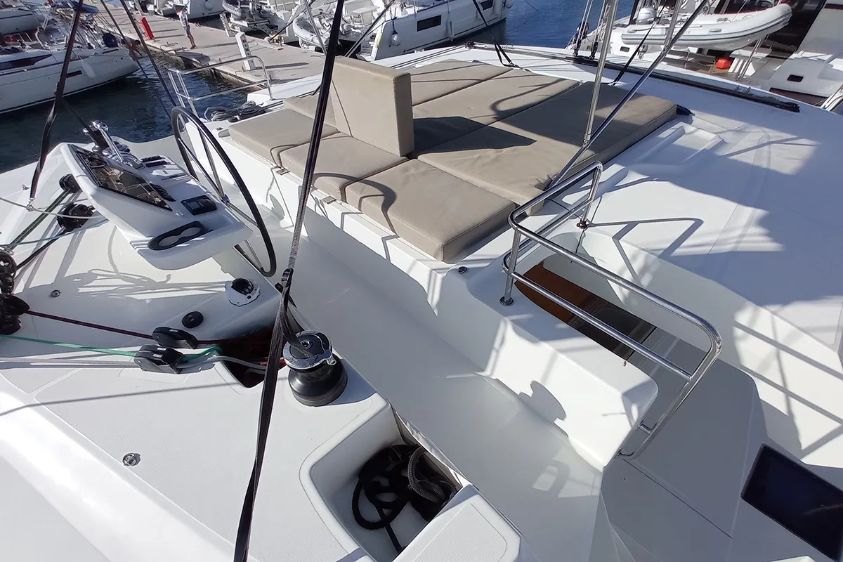 Deck of Kasper, a Lagoon 50 catamaran at Seget Donji, Croatia