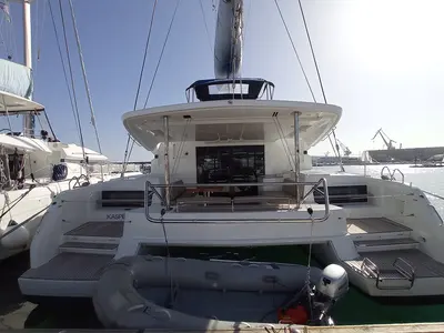 Deck of Kasper, a Lagoon 50 catamaran at Seget Donji, Croatia