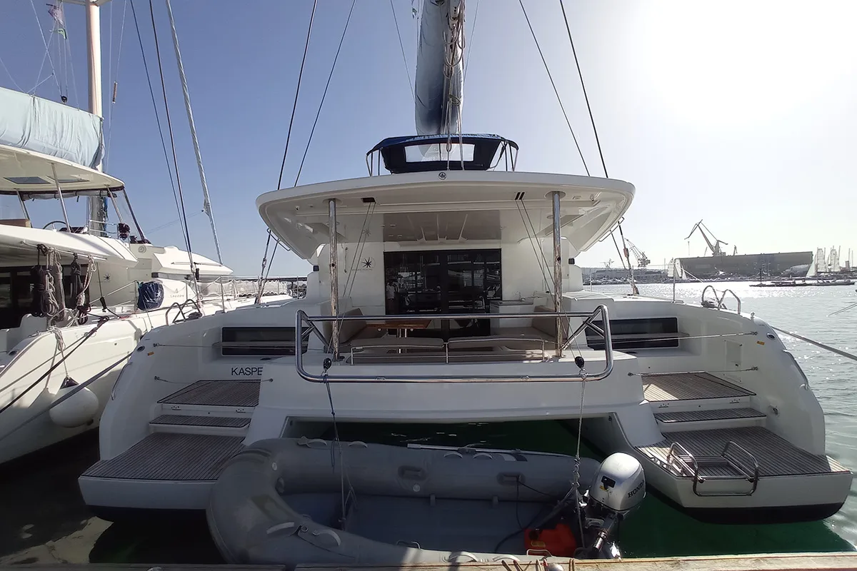 Deck of Kasper, a Lagoon 50 catamaran at Seget Donji, Croatia