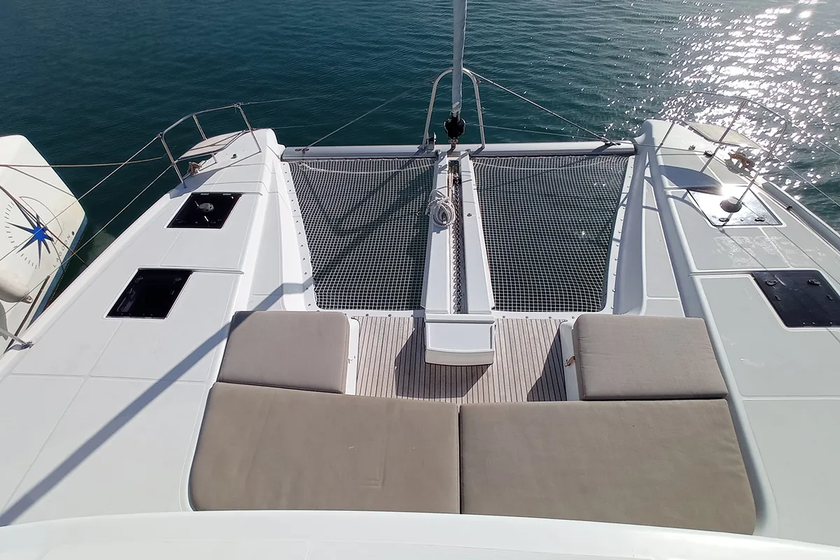 Deck of Kasper, a Lagoon 50 catamaran at Seget Donji, Croatia