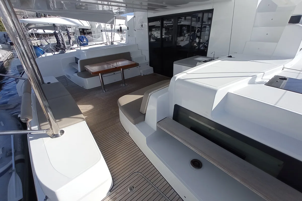 Deck of Kasper, a Lagoon 50 catamaran at Seget Donji, Croatia