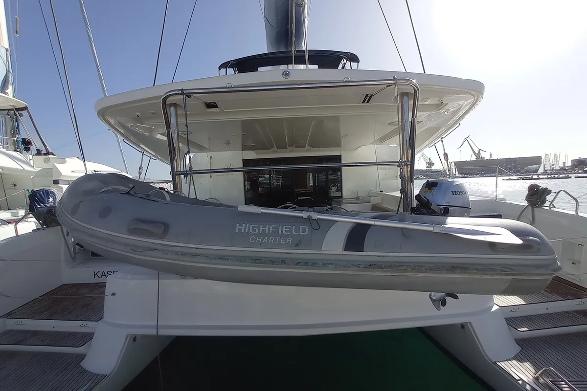 Exterior view of Kasper, a Lagoon 50 catamaran at Seget Donji, Croatia