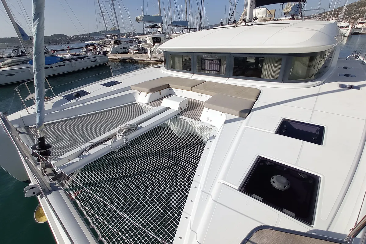 Deck of Kasper, a Lagoon 50 catamaran at Seget Donji, Croatia