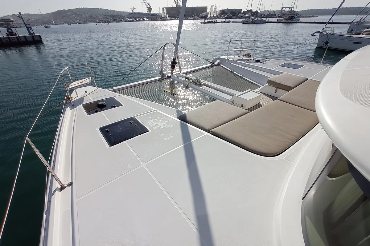Deck of Kasper, a Lagoon 50 catamaran at Seget Donji, Croatia