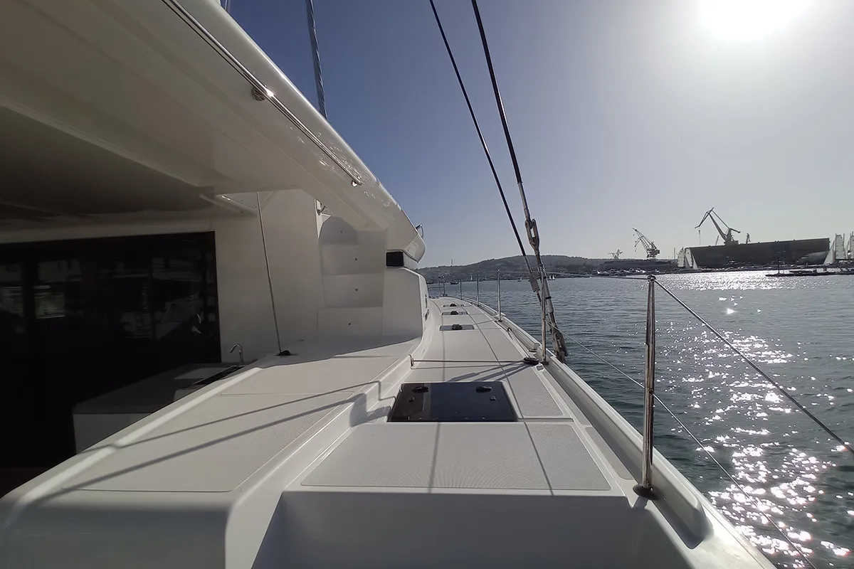 Deck of Kasper, a Lagoon 50 catamaran at Seget Donji, Croatia
