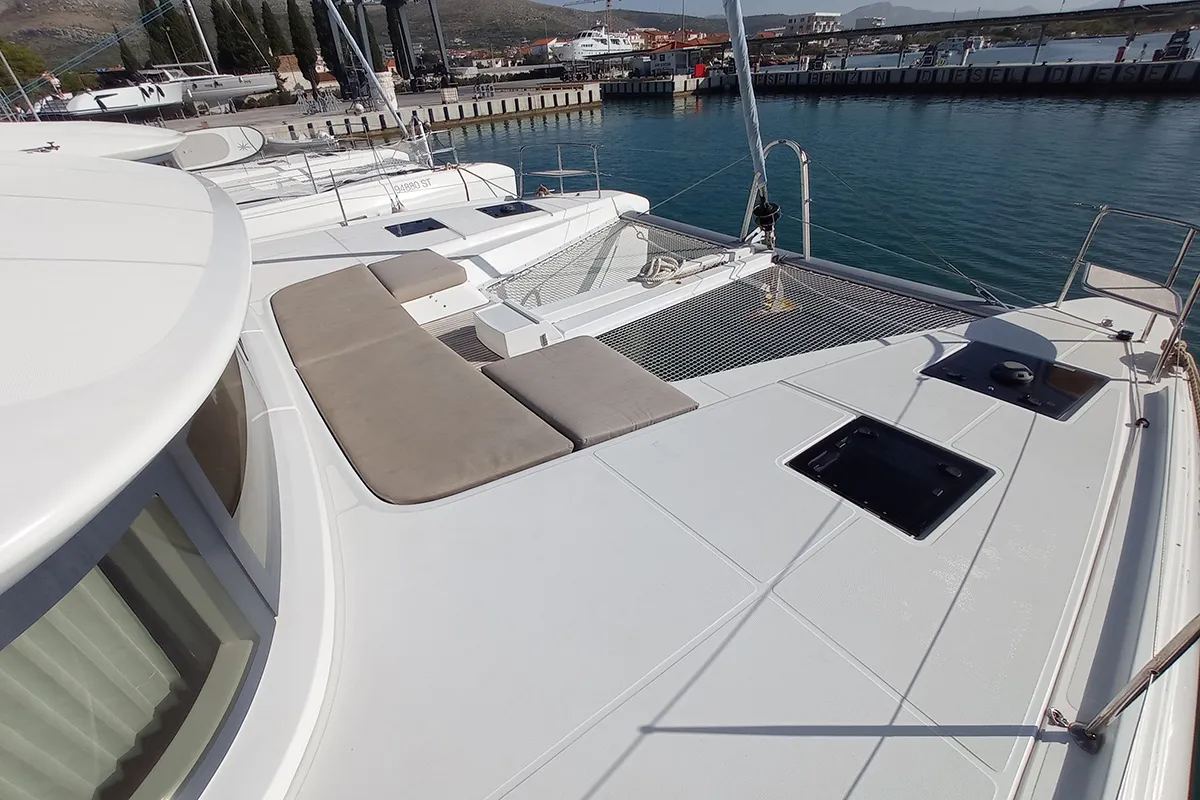 Deck of Kasper, a Lagoon 50 catamaran at Seget Donji, Croatia