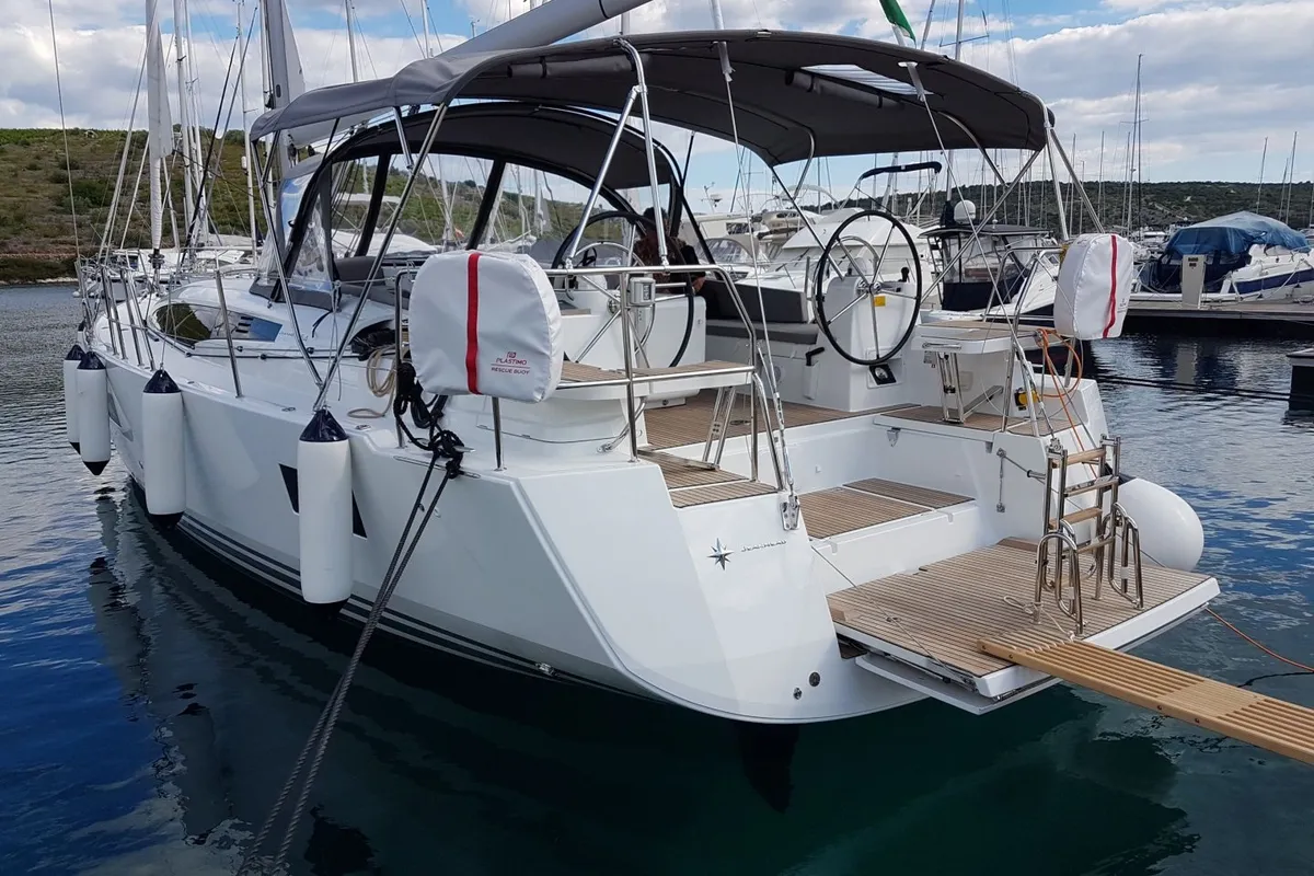 Exterior view of Blue Dream, a Jeanneau 54 sailboat at Pirovac, Croatia