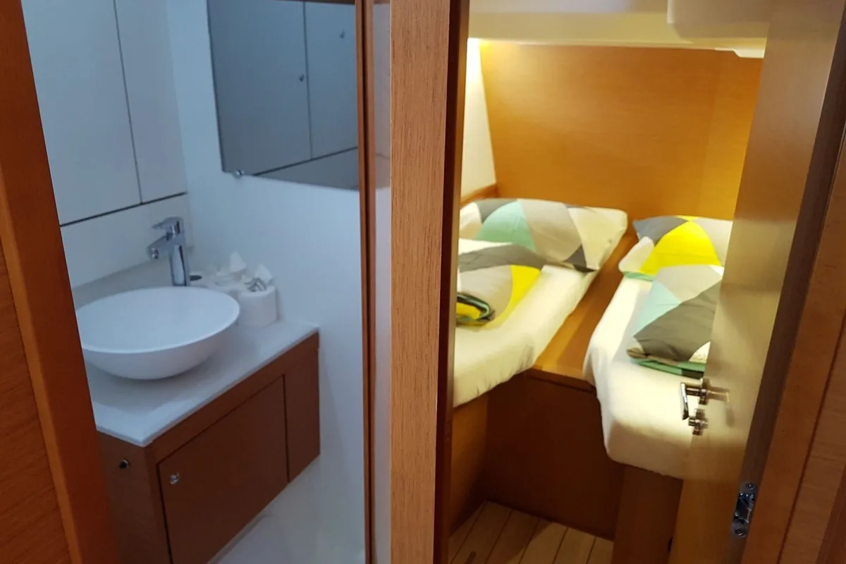 Cabin on Blue Dream, a Jeanneau 54 sailboat at Pirovac, Croatia