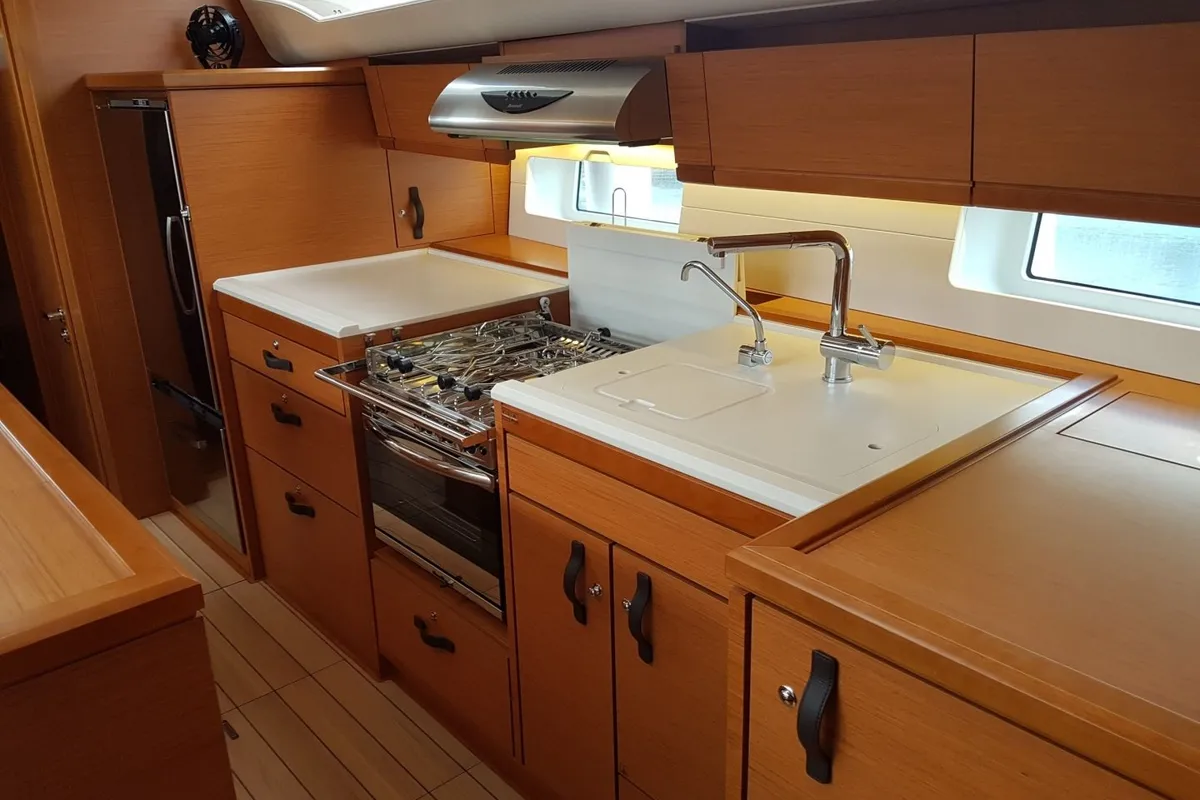 Galley of Blue Dream, a Jeanneau 54 sailboat at Pirovac, Croatia