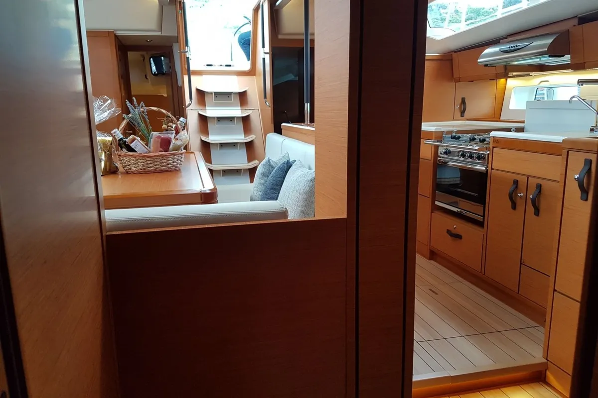 Galley of Blue Dream, a Jeanneau 54 sailboat at Pirovac, Croatia