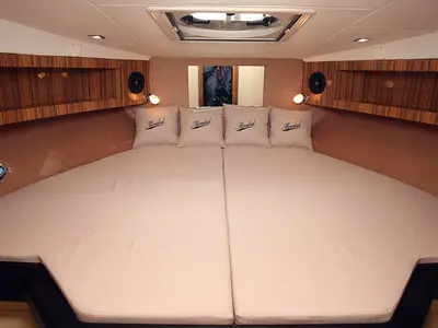 Cabin on Eva 2, a Grginić jahte Mirakul 40 motor yacht at Grad Biograd na Moru, Croatia