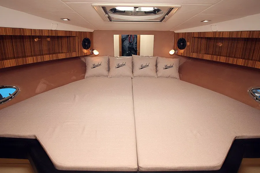 Cabin on Eva 2, a Grginić jahte Mirakul 40 motor yacht at Grad Biograd na Moru, Croatia