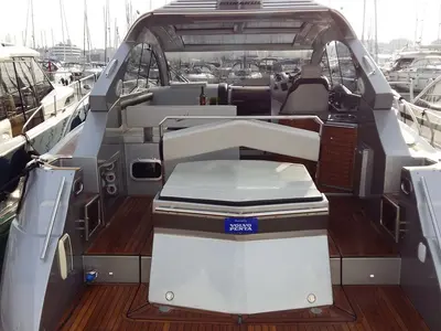 Deck of Eva 2, a Grginić jahte Mirakul 40 motor yacht at Grad Biograd na Moru, Croatia