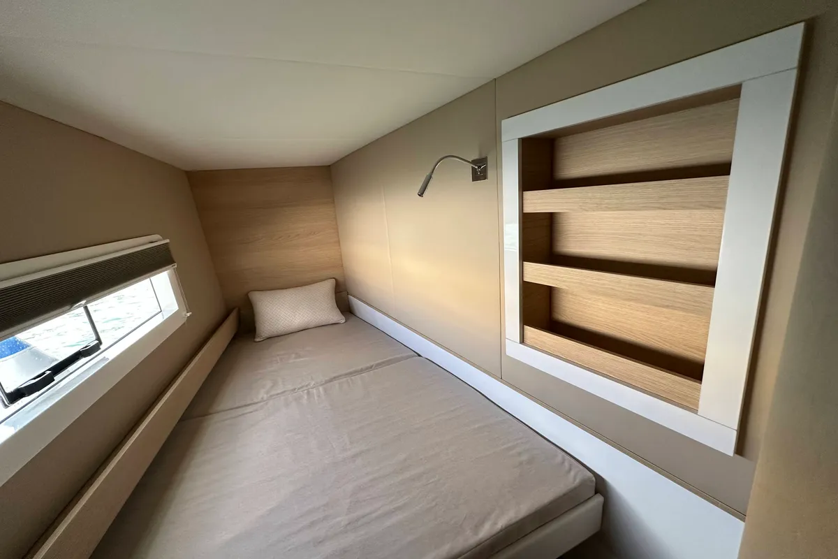 Cabin on Ilusión, a Aventura 37 catamaran at Valencia, Spain