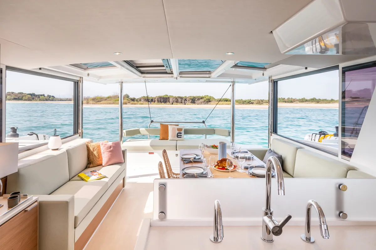 Galley of Santa Ana, a Bali 4.6 catamaran at Saint-Mandrier-sur-Mer, France