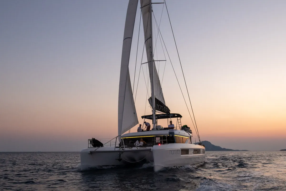 NOMAD II, a Lagoon 50 catamaran at Municipal Unit of Lefkada, Greece