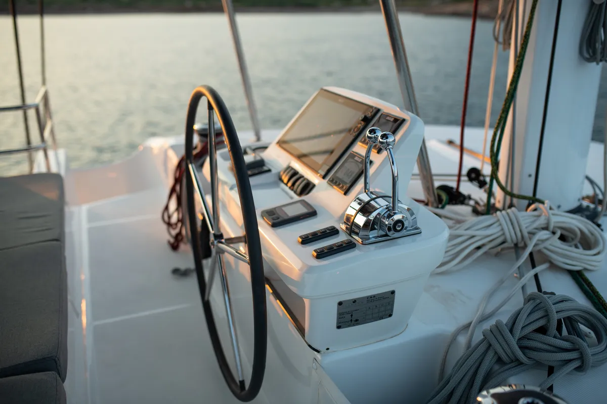 NOMAD II, a Lagoon 50 catamaran at Municipal Unit of Lefkada, Greece