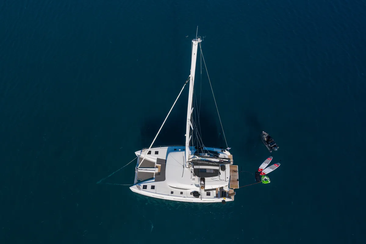 NOMAD II, a Lagoon 50 catamaran at Municipal Unit of Lefkada, Greece