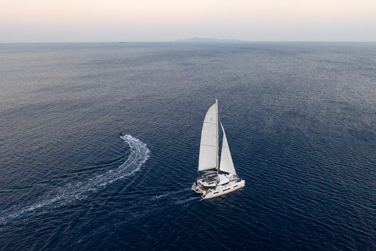 NOMAD II, a Lagoon 50 catamaran at Municipal Unit of Lefkada, Greece