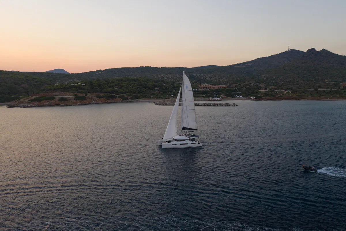 NOMAD II, a Lagoon 50 catamaran at Municipal Unit of Lefkada, Greece