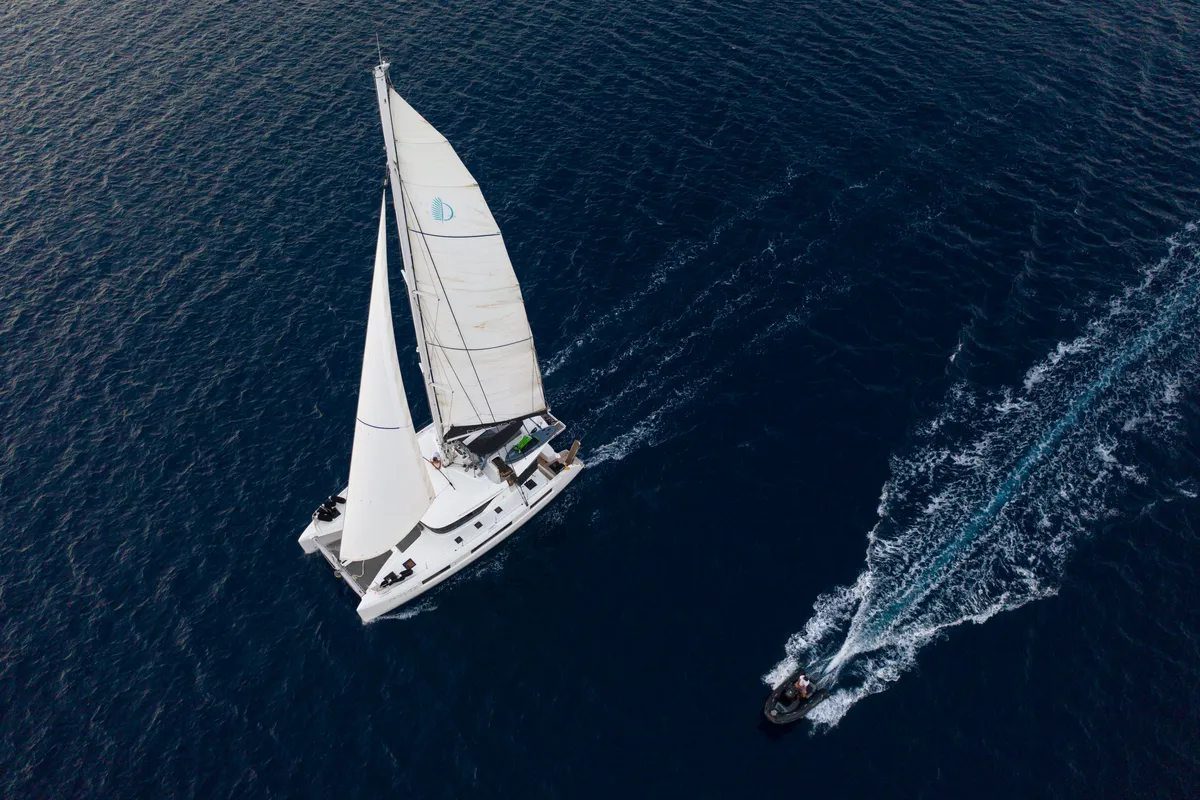 NOMAD II, a Lagoon 50 catamaran at Municipal Unit of Lefkada, Greece