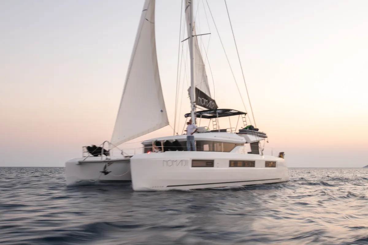 NOMAD II, a Lagoon 50 catamaran at Municipal Unit of Lefkada, Greece