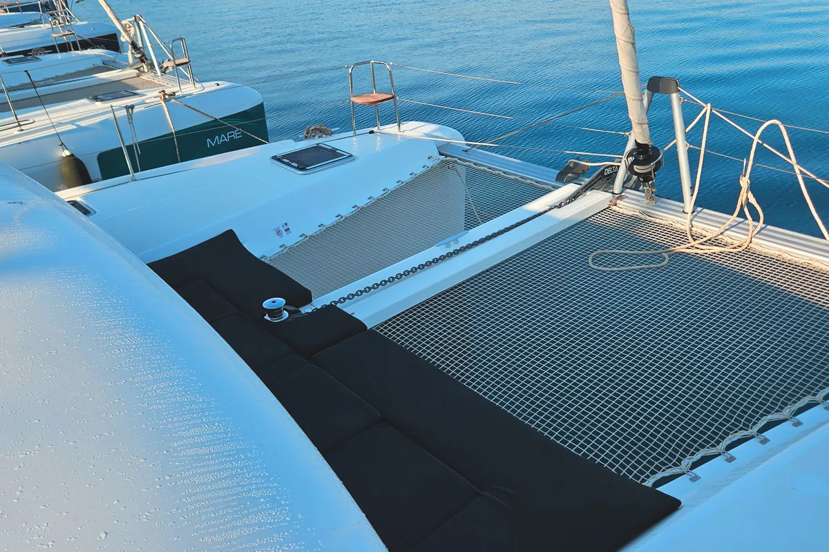 Deck of Rhea, a Lagoon 42 catamaran at Marmaris, Turkey