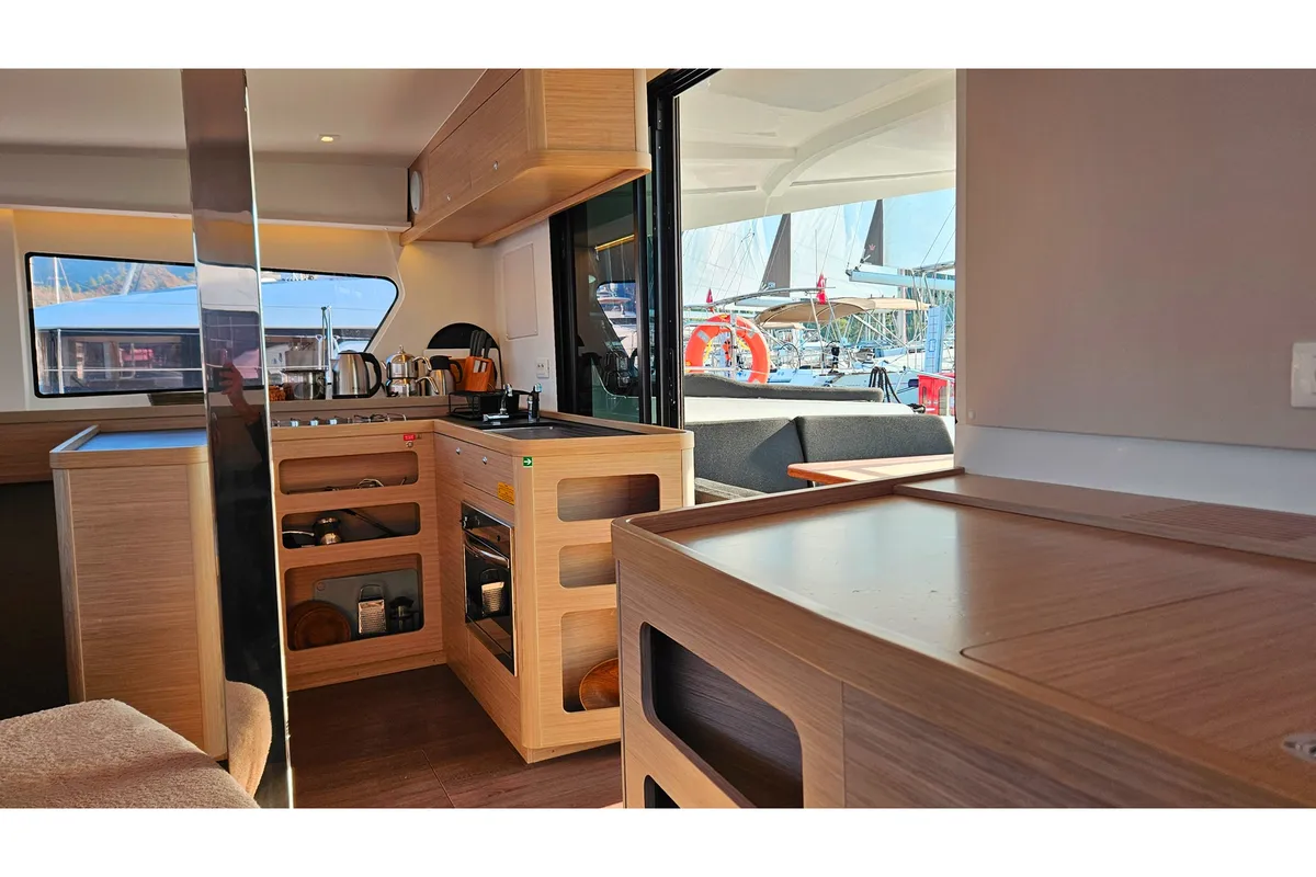 Galley of Rhea, a Lagoon 42 catamaran at Marmaris, Turkey