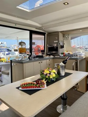 Galley of Kinara, a Fountaine Pajot Lucia 40 catamaran at Mai Khao, Thailand