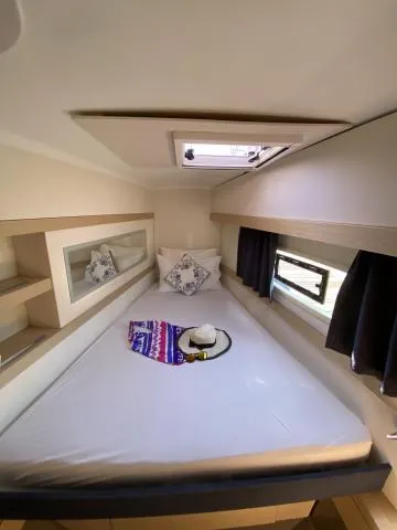 Cabin on Kinara, a Fountaine Pajot Lucia 40 catamaran at Mai Khao, Thailand