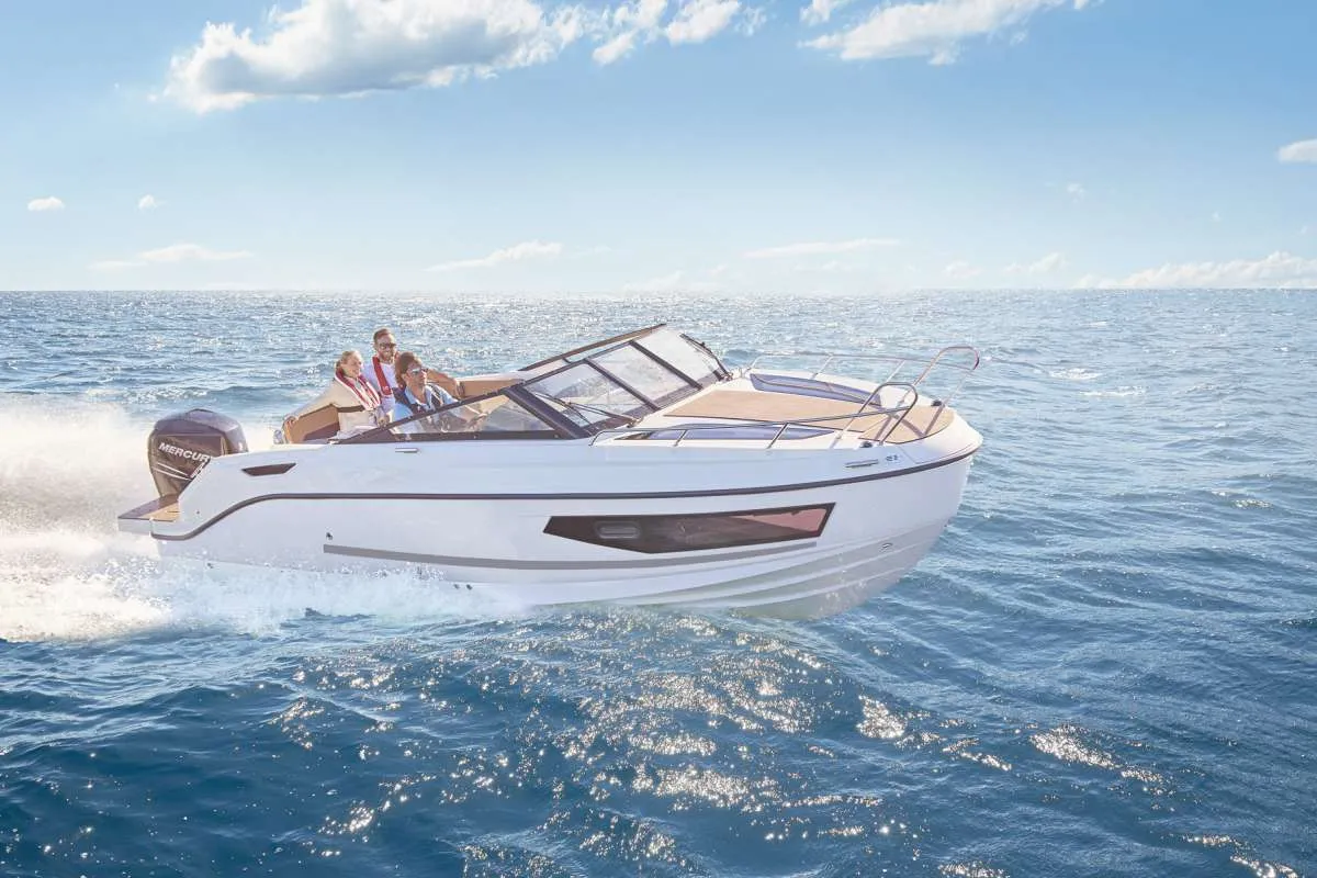 Exterior view of Pure Pleasure, a Quicksilver Activ 755 CR motorboat at Tribunj, Croatia
