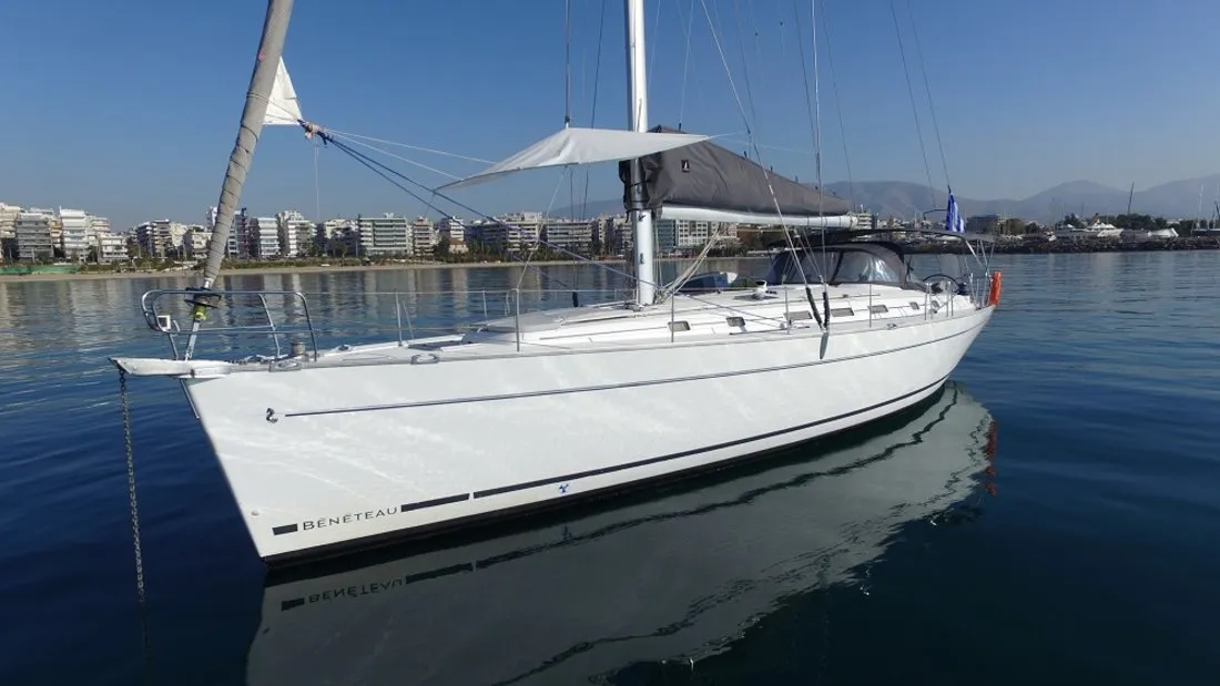 Exterior view of Joker, a Beneteau Cyclades 50.5 sailboat at Athens, Greece