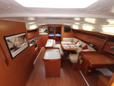 Salon of Joker, a Beneteau Cyclades 50.5 sailboat at Athens, Greece