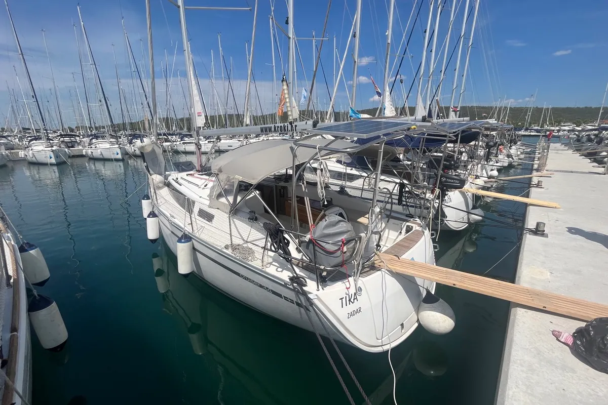 Exterior view of TIKA, a Bavaria Cruiser 34 sailboat at Općina Sukošan, Croatia