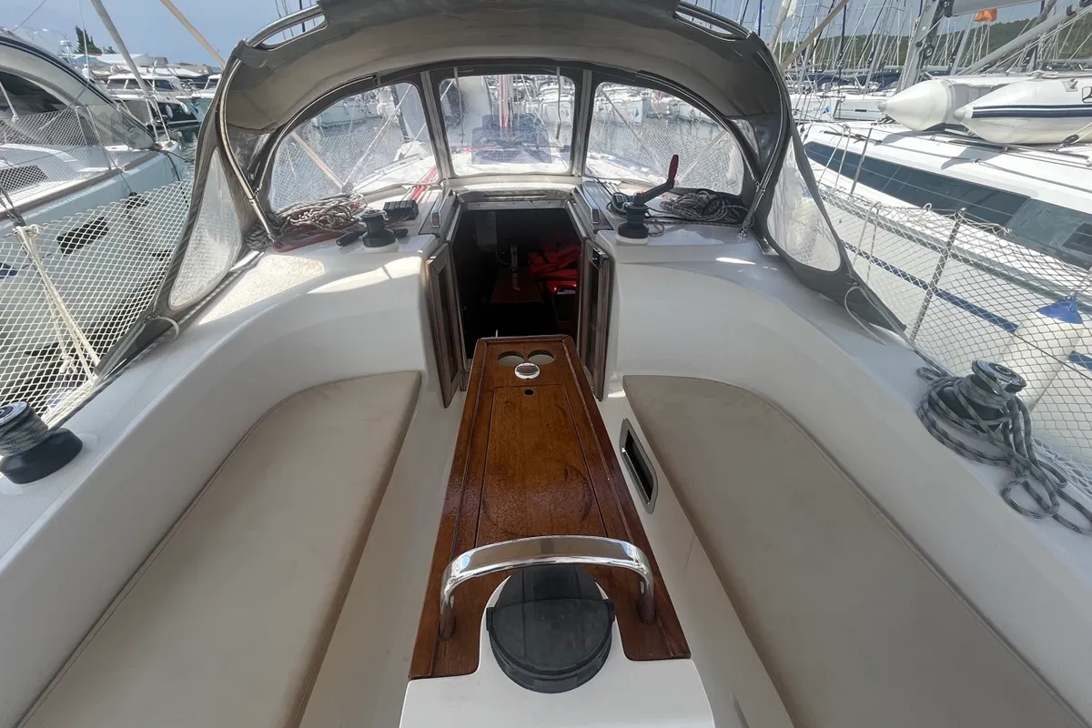 Cockpit of TIKA, a Bavaria Cruiser 34 sailboat at Općina Sukošan, Croatia