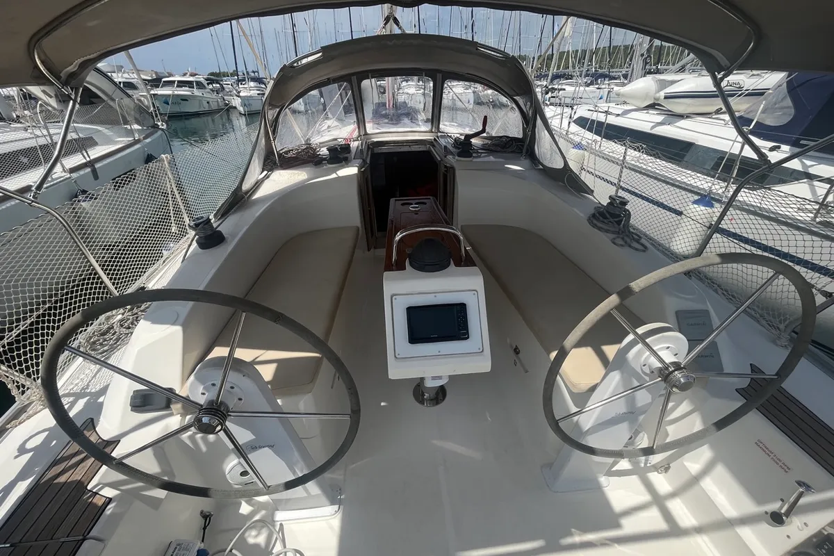 Cockpit of TIKA, a Bavaria Cruiser 34 sailboat at Općina Sukošan, Croatia