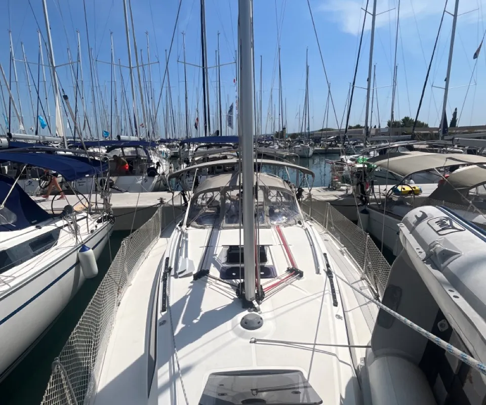 Deck of TIKA, a Bavaria Cruiser 34 sailboat at Općina Sukošan, Croatia