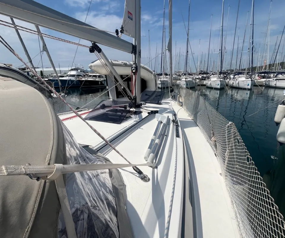 Deck of TIKA, a Bavaria Cruiser 34 sailboat at Općina Sukošan, Croatia