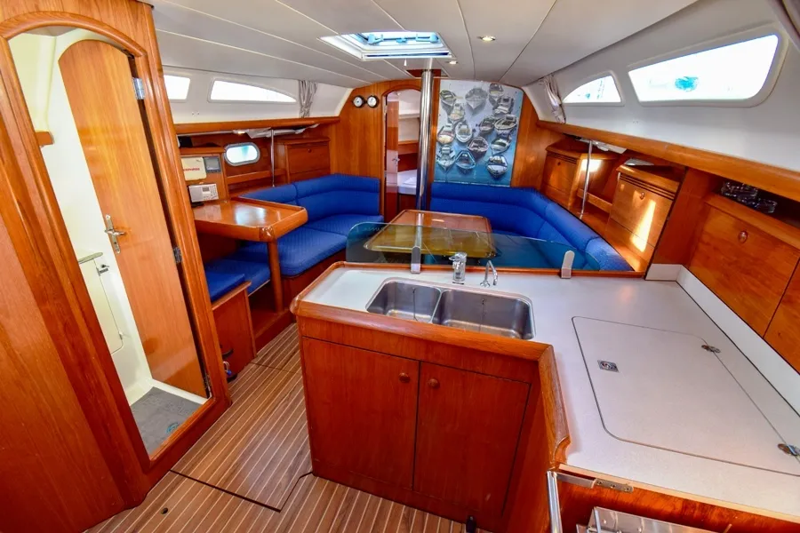 Galley of Kacamak, a Jeanneau Sun Odyssey 37 sailboat at Marmaris, Turkey