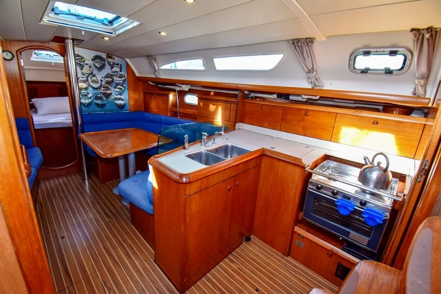 Galley of Kacamak, a Jeanneau Sun Odyssey 37 sailboat at Marmaris, Turkey