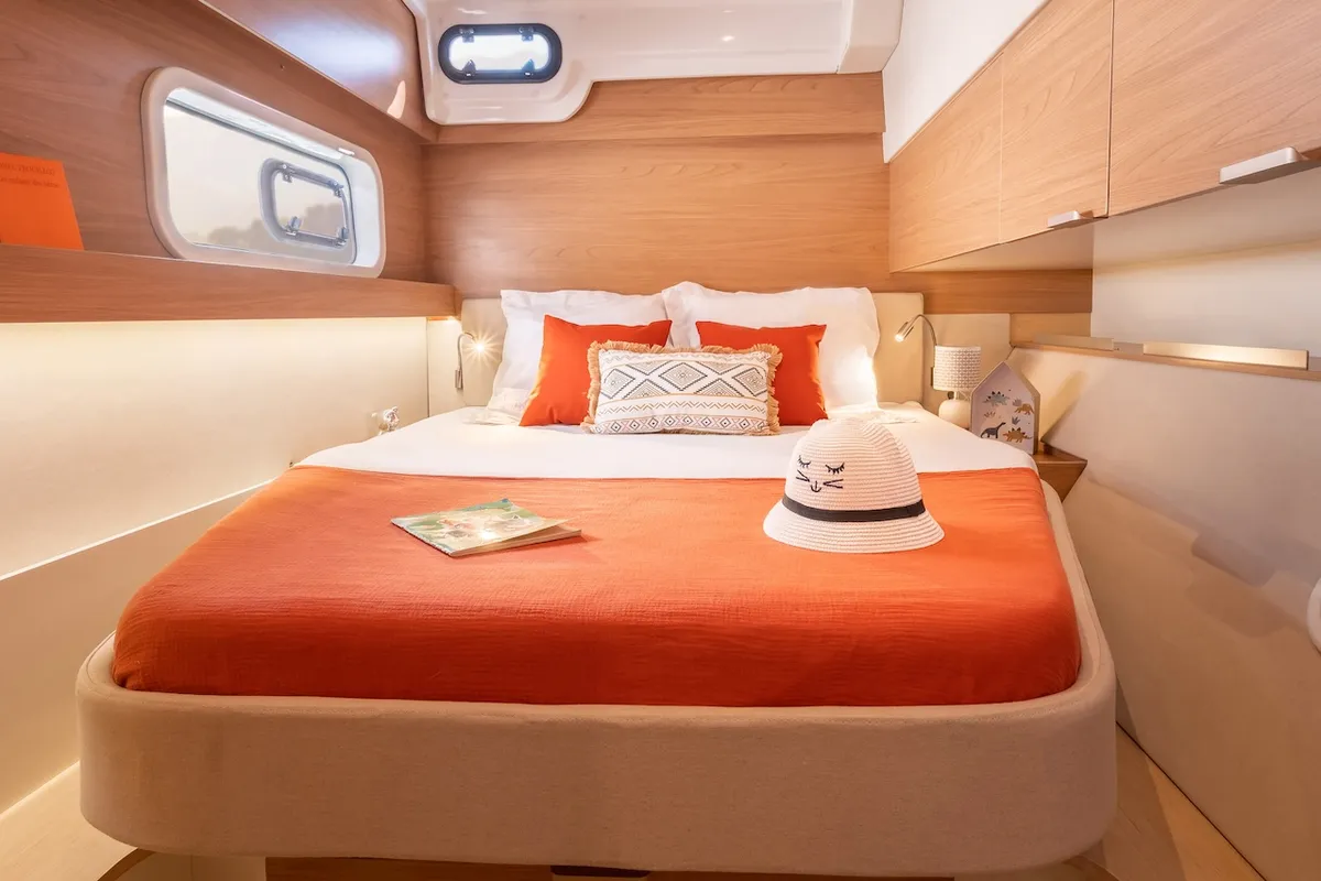 Cabin on Jolene, a Bali Catspace OW catamaran at Pirovac, Croatia