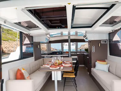 Salon of Jolene, a Bali Catspace OW catamaran at Pirovac, Croatia