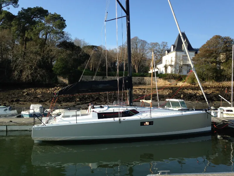 Exterior view of Aminata, a Pogo 36 sailboat at Alameda, United States