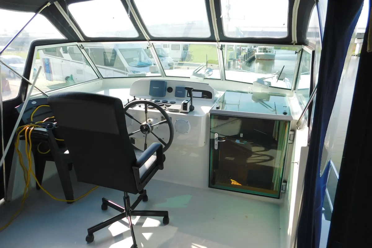 Cockpit of Stern, a Beneteau Figaro 3 motorboat at IJsselstein, Netherlands