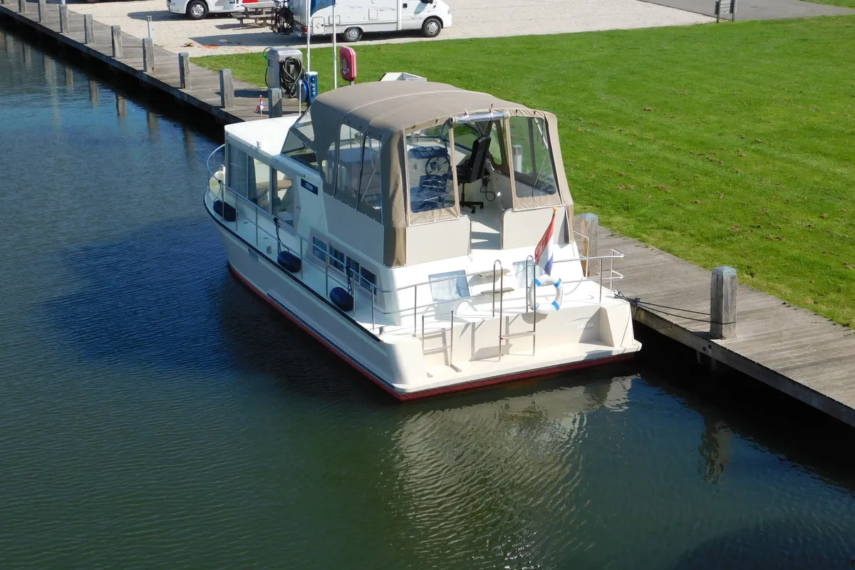 Exterior view of Stern, a Beneteau Figaro 3 motorboat at IJsselstein, Netherlands