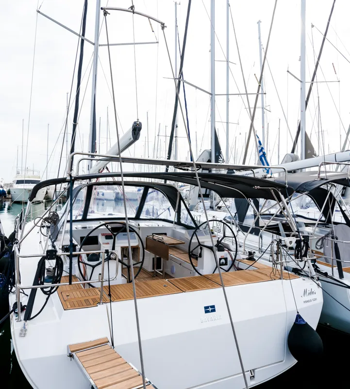 Deck of Midas, a Bavaria C45 sailboat at Athens, Greece