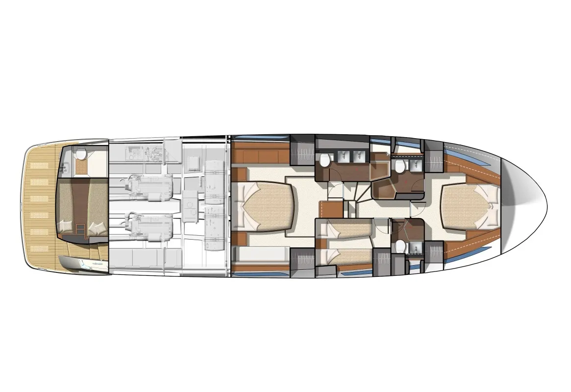 Floor plan of Kismet, a Prestige 620 motor yacht at Malé, Maldives