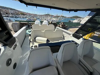 Deck of No Name, a Saxdor 320 GTO motorboat at Općina Sukošan, Croatia